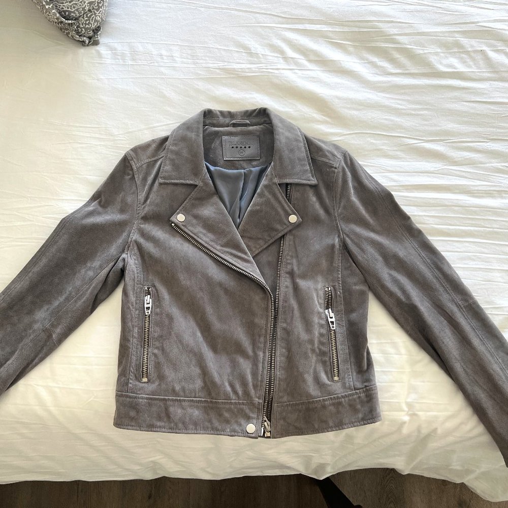 BLANKNYC Grey Genuine Suede Leather Jacket size Medium
